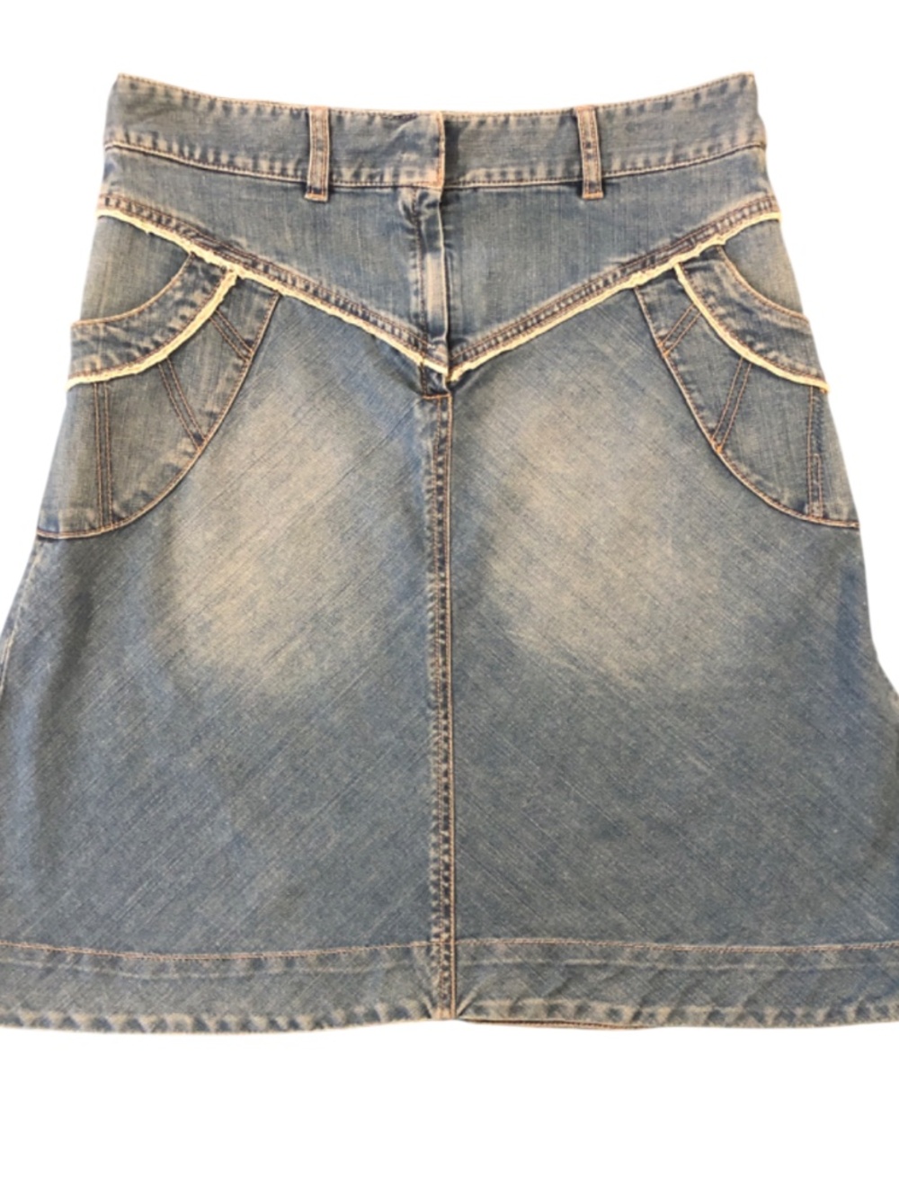 Y2K Marc Jacobs Light Wash Denim A-Line Skirt - Western V-Yoke Trim Size 6